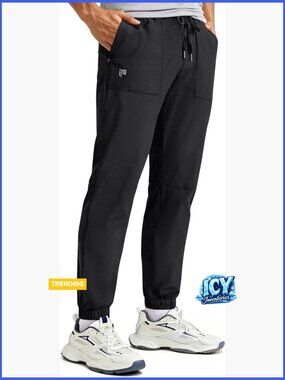Men's Athletic Joggers with Zipper Pockets Quick Dry Lightweight Track Pants